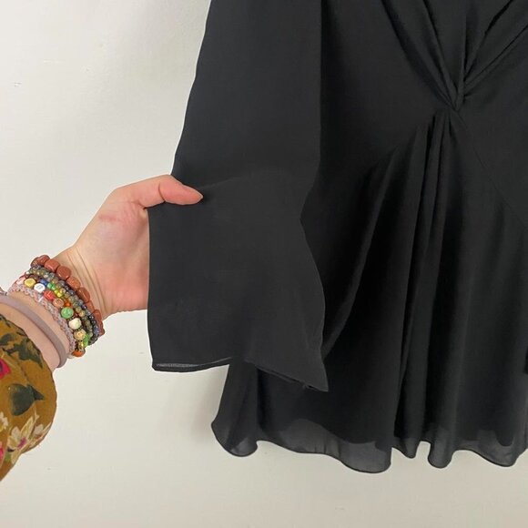 Cinq a sept Cecil black long sleeve twist mini dress - Picture 9 of 10